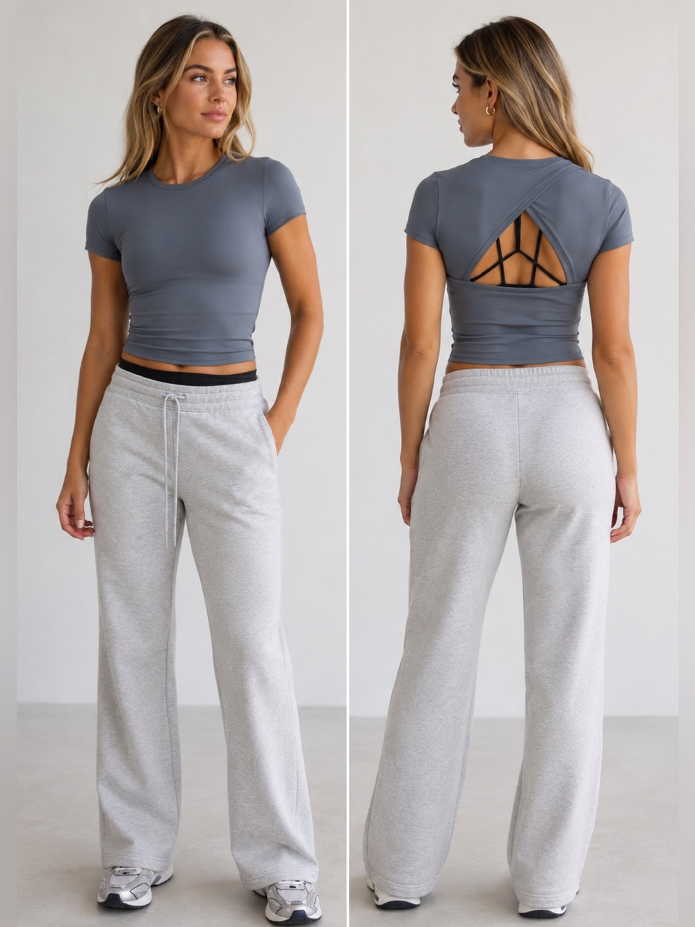 Athleta Transcend Open Back T-Shirt  in Slate